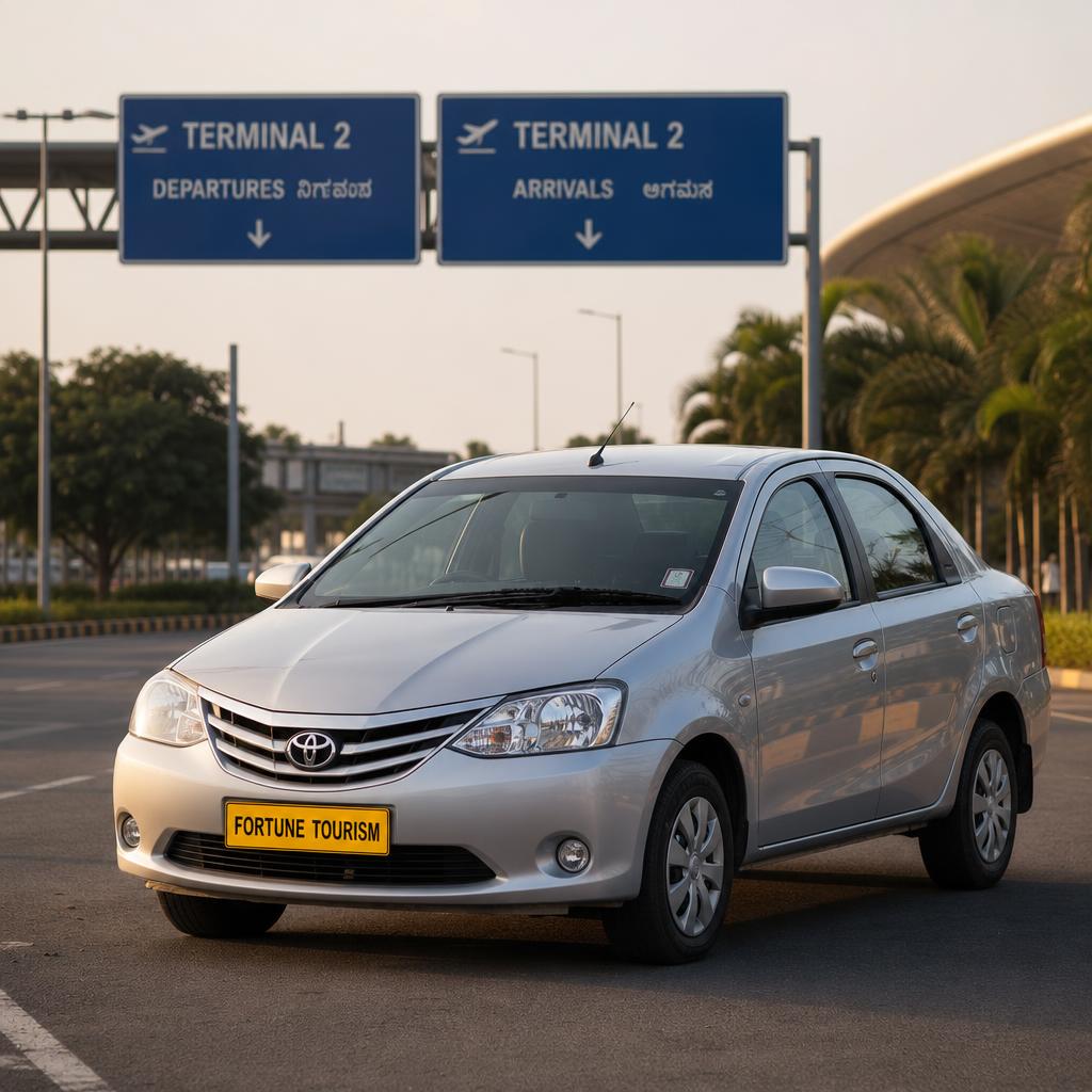 Toyota Etios sedan on airport road