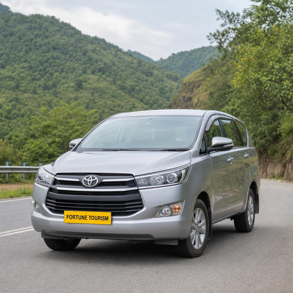 Toyota Innova Crysta on a Karnataka hill road