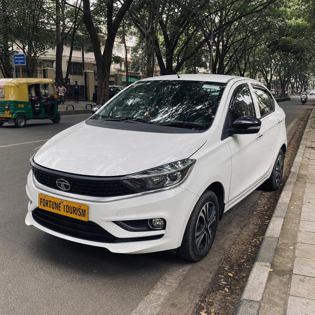 Tata Tigor sedan on Bengaluru urban street